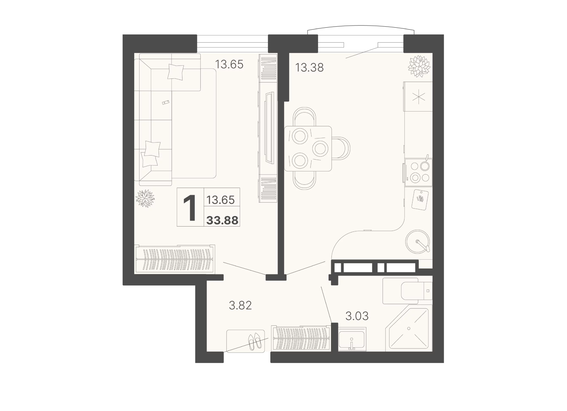 1-комнатная квартира "Светский лес"