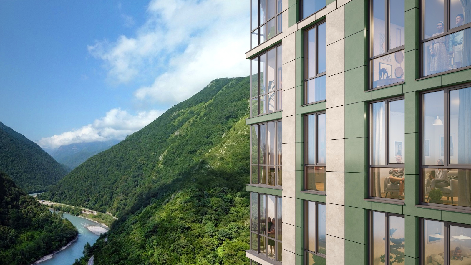 ЖК "Светский лес" панорамный вид на реку и горы